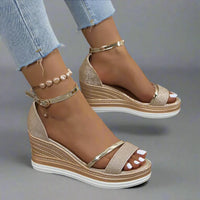 Gisel | Bequeme Keilsandalen mit Stil – Gold