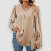 Zara | Elegante lockere Chiffonbluse – Beige