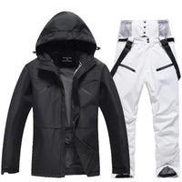Unisex Winter Skianzug | Zweiteiliges Set – Schwarz / Weiß