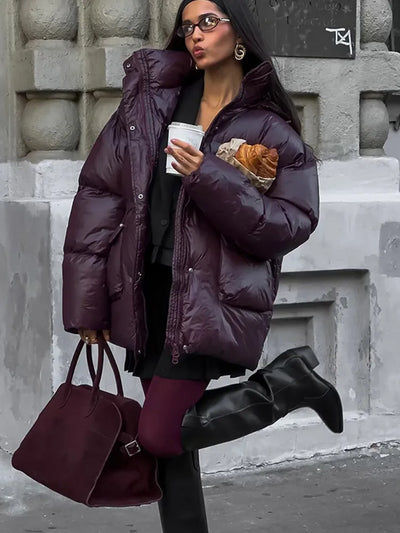 Kyie | Neue burgunderrote Winterjacke Damen, warm und stilvoll