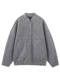 Melissa | Oversized Bouclé-Jacke mit Druckknöpfen – Grau