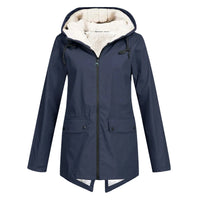 Damen Winter Wasserdichter Trenchcoat | Mit Kapuze – Marine