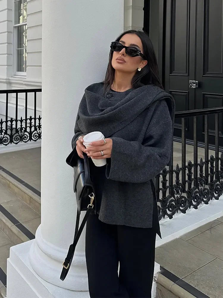 Klethiss | Elegante Damenjacke aus Wollmischung mit Schal-Kragen