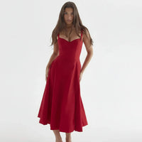 Linda | Damen Blumenkleid Korsett Seitenschlitz Midi – Blumen Korsett Midi 2026 – Rotes Linsay