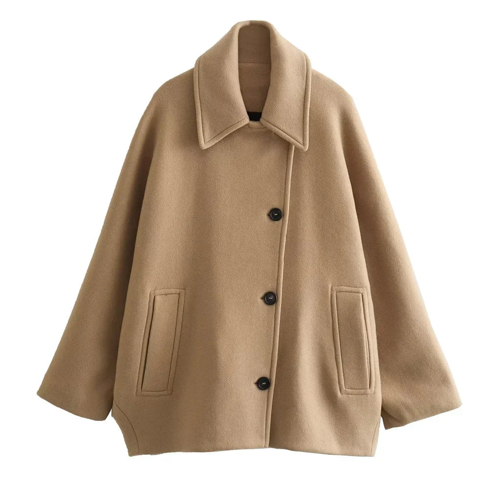 Wivose | Oversize modische dicke und warme Damenjacke aus Kaschmirwolle