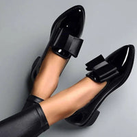 Birgit | Damen Schleife Ballerinas mit Niedrigem Absatz – Schwarz