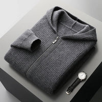 Yonel - Luxuriöser Kaschmir Kapuzenpullover – Dunkelgrau