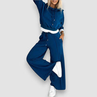 Bella | Zweiteiler mit weitem Hosenbein – Blau