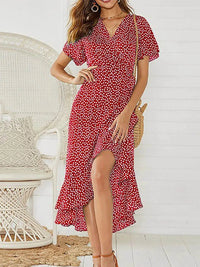 Aide™| Wickelkleid mit Schlitz – Rot