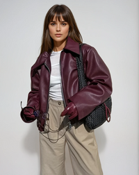 Tara – Elegante Lederjacke – Bordeaux Rot