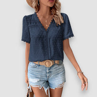 Ivy | V-Ausschnitt Bluse – Blau