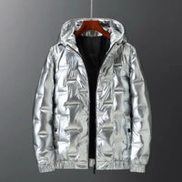 Herren Winter Daunen Jacke | mit Kapuze – Silber
