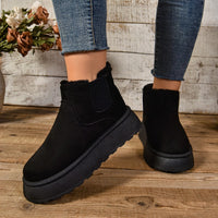 Maureen - Lässige Plüsch Stiefel – Schwarz