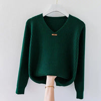 NADJA - ENG ANLIEGENDER RIPPSTRICKPULLOVER – Grün