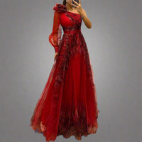 Esther | Elegantes Maxikleid aus Premiumstoff – Rot