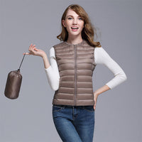 Damen Puffer Daunen Weste | Ärmellos – Beige