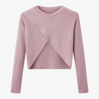 Elegantes Satinkleid - Stricktop-Kombinationsset – Rosa Stricktop