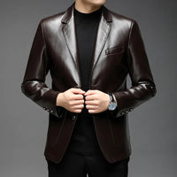 Mikkel™ Lederjacke im Blazer-Stil aus Premium-Leder mit minimalistischem Design – Dunkelbraun