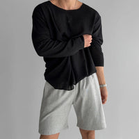 CloudComfort Hohlstrick T-Shirt – Schwarz