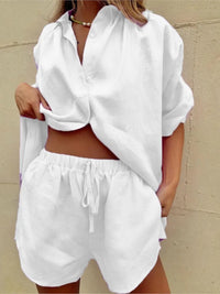 Gerda Sommer-Set | Stilvolles, lässiges Damen-Set mit T-Shirt und Shorts – Weiß
