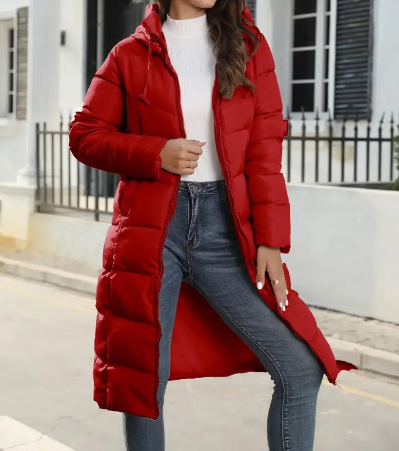 Olivureia | Neue Winterjacke Damen mit Kapuze, Slim Fit und Mittellang