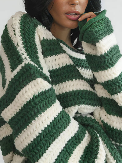 Ulta | Grob gestrickter Bi-Ton Pullover mit lockerer Passform, Komfort und Stil
