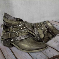Damen Stiefeletten Cowboystiefel | Spitz – Grün