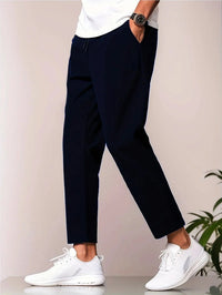 ADELINO - SCHLICHE HOSE MIT GERADER PASSFORM – Blau
