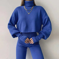 Damen Pullover Hosen Set – Blau