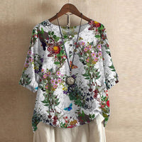 Lily | Laternenärmel Blumenmuster Bluse – Weiß Blumen