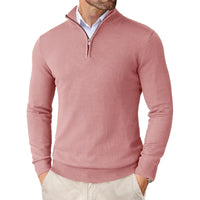 Herren-Pullover mit Halbreißverschluss | strukturierte Ausführung – Rosa