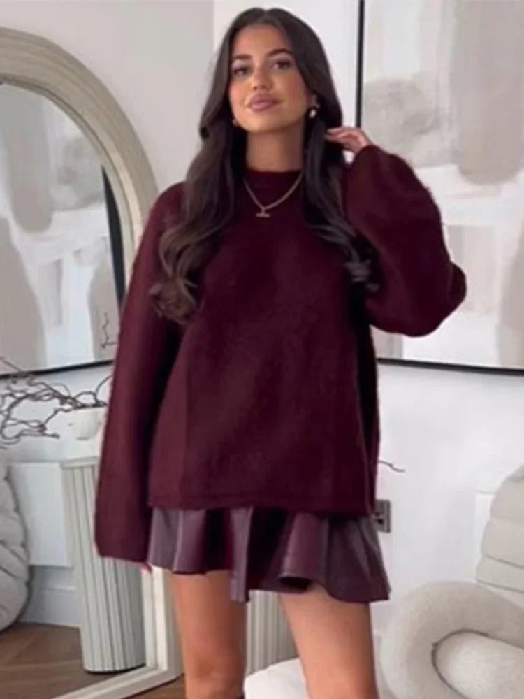 Wizese | Chic Strickpullover für Damen mit Rundhalsausschnitt