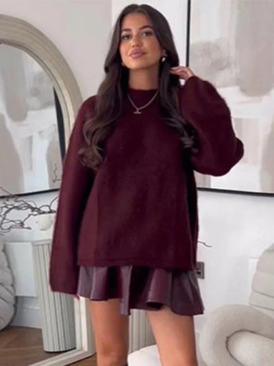 Wizese | Chic Strickpullover für Damen mit Rundhalsausschnitt