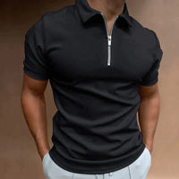 JAXON - Polo T-Shirt mit Reißverschluss – Schwarz