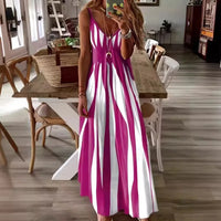 Calenna™ Kleid mit Vertikalen Streifen und V-Ausschnitt – Rosa