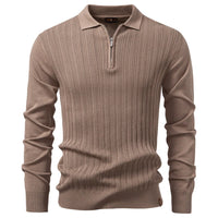 Lukas | Luxuriöses Herren-Polo mit Reißverschluss modern – Camel