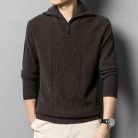 HANS - STRICKPULLOVER AUS WOLLE MIT REISSVERSCHLUSS – Braun