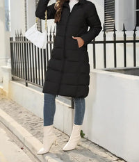 Olivureia | Neue Winterjacke Damen mit Kapuze, Slim Fit und Mittellang – Schwarz
