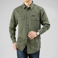 Hemd für Herren - Sommerliches Outdoor Overshirt mit Brusttaschen – Olivgrün
