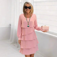 Sabine | Elegante fließende Robe mit Rüschen – Rosa