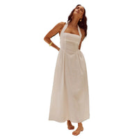 Pernilla | Elegantes Maxikleid mit Neckholderausschnitt – Weiß