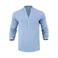 Orvian™ Hemd aus Premium-Leinen mit Minimalistischem Henley-Kragen – Hellblau