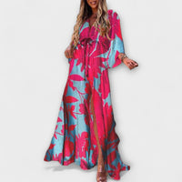 Isla - Stilvolles Buntes Kleid – Blau/Pink