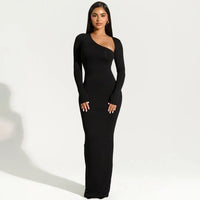 Damen-Maxikleid mit fließender Länge | klare Silhouette – Schwarz