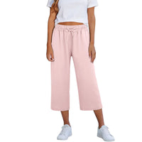 Lisia™ Pantacourt-Hose Aus Baumwoll-Leinen Mit Elastischem Bund Und Verstellbarem Kordelzug – Rosa