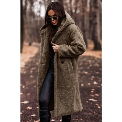 Reienna | Damen Langer Wollmantel mit Kapuze für den Winter