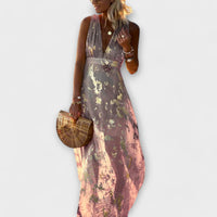Almera – Leichtes Maxikleid mit goldenen Reflexen – Rosa
