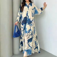 Yumi™ Maxikleid aus Premium-Viskose mit Knopfleiste Vorne – Blau
