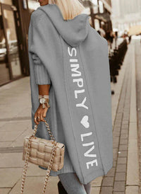 Sayralis | Langer Cardigan mit Kapuze – Grau