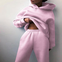Zweiteiler für Damen - Leichtes Twin-Set mit Kapuzenpullover und Jogger für den Sommer – Rosa